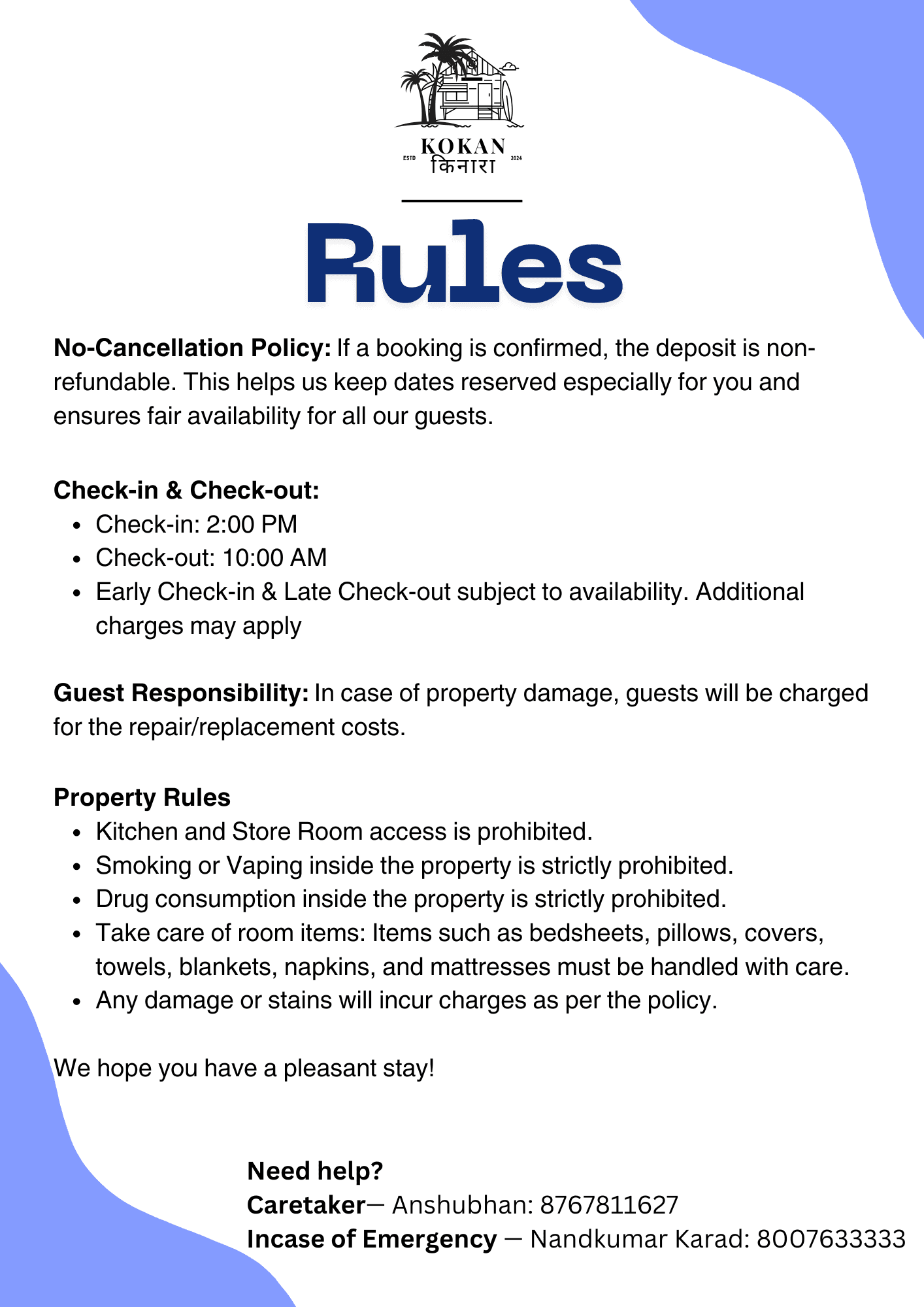 Kokan Kinara Rules and Regulations