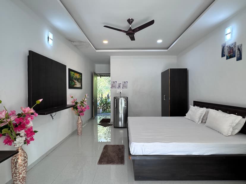 Retreat bedroom balcony view with scenic outdoor surroundings